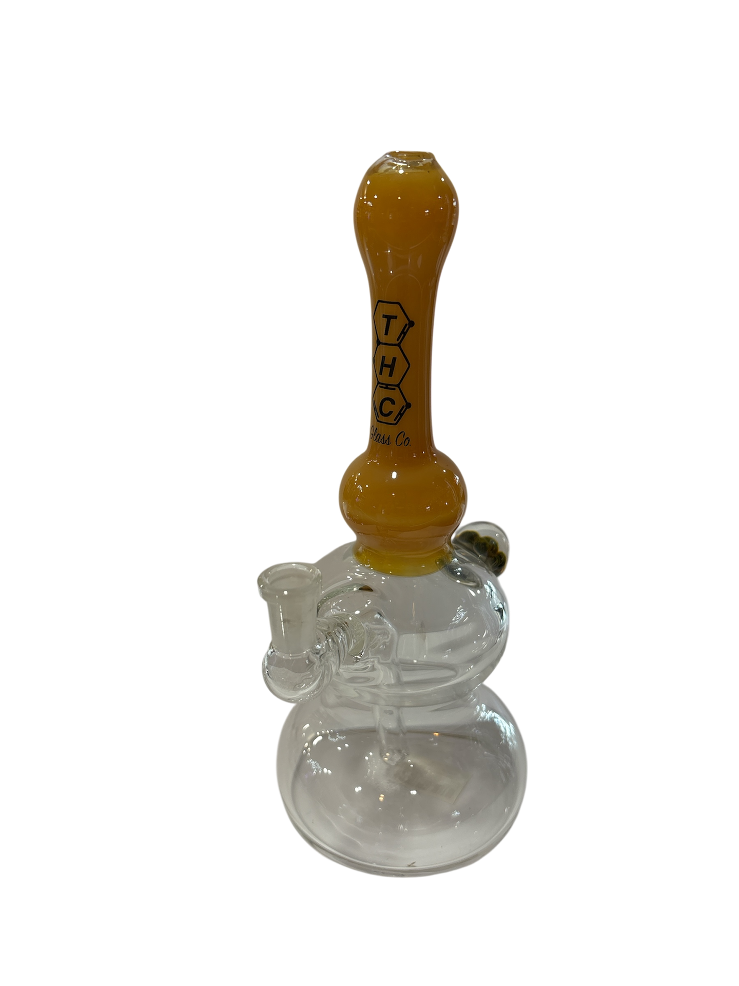 THC GLASS CO. WATER PIPE MINI RIG W/ Flower & Fixed Downstem / 10mm / Caramel